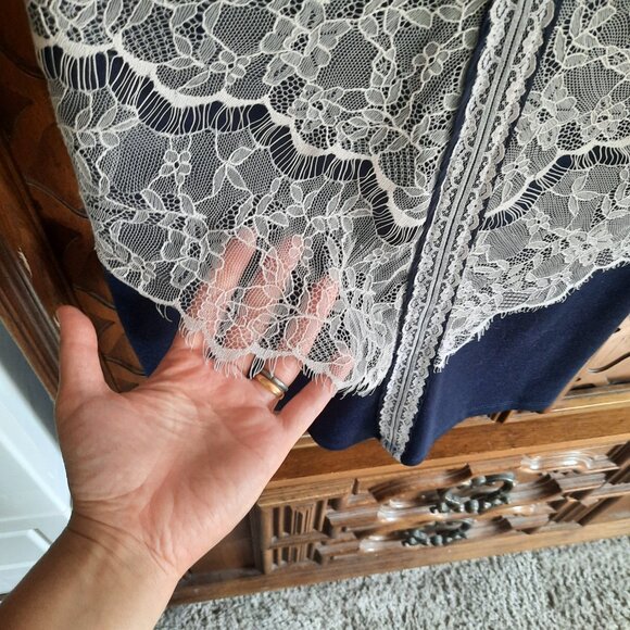 Maurices Soft Knit Sheath Dress with Lace Overlay - Navy, Size M - Picture 6 of 16